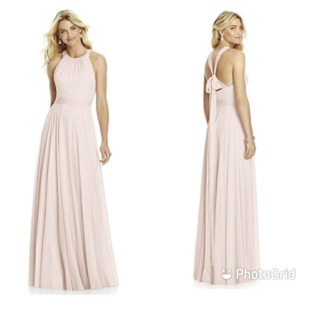 After Six Women's Blush Pink Cross Strap Open Back Halter Maxi Dress Size 6 Styl